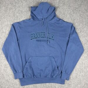 Basix of America Mens Large Blue Banner Elk North Carolina Pullover Hoodie